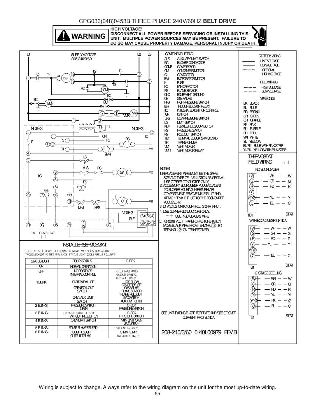 Goodmans CPG SERIES installation manual 208-240/3/60 0140L00979 REV B 