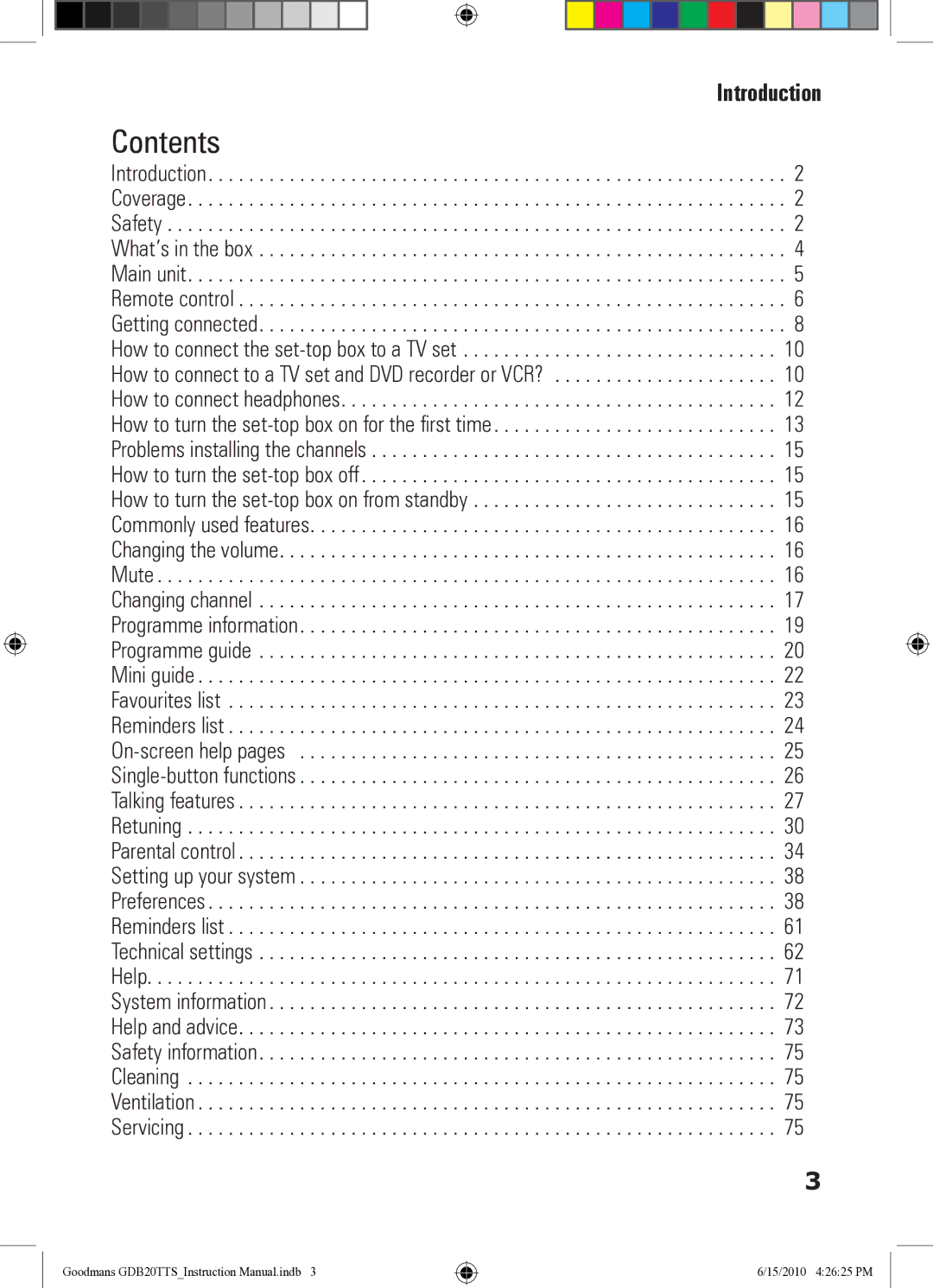 Goodmans GDB20TTS instruction manual Contents 