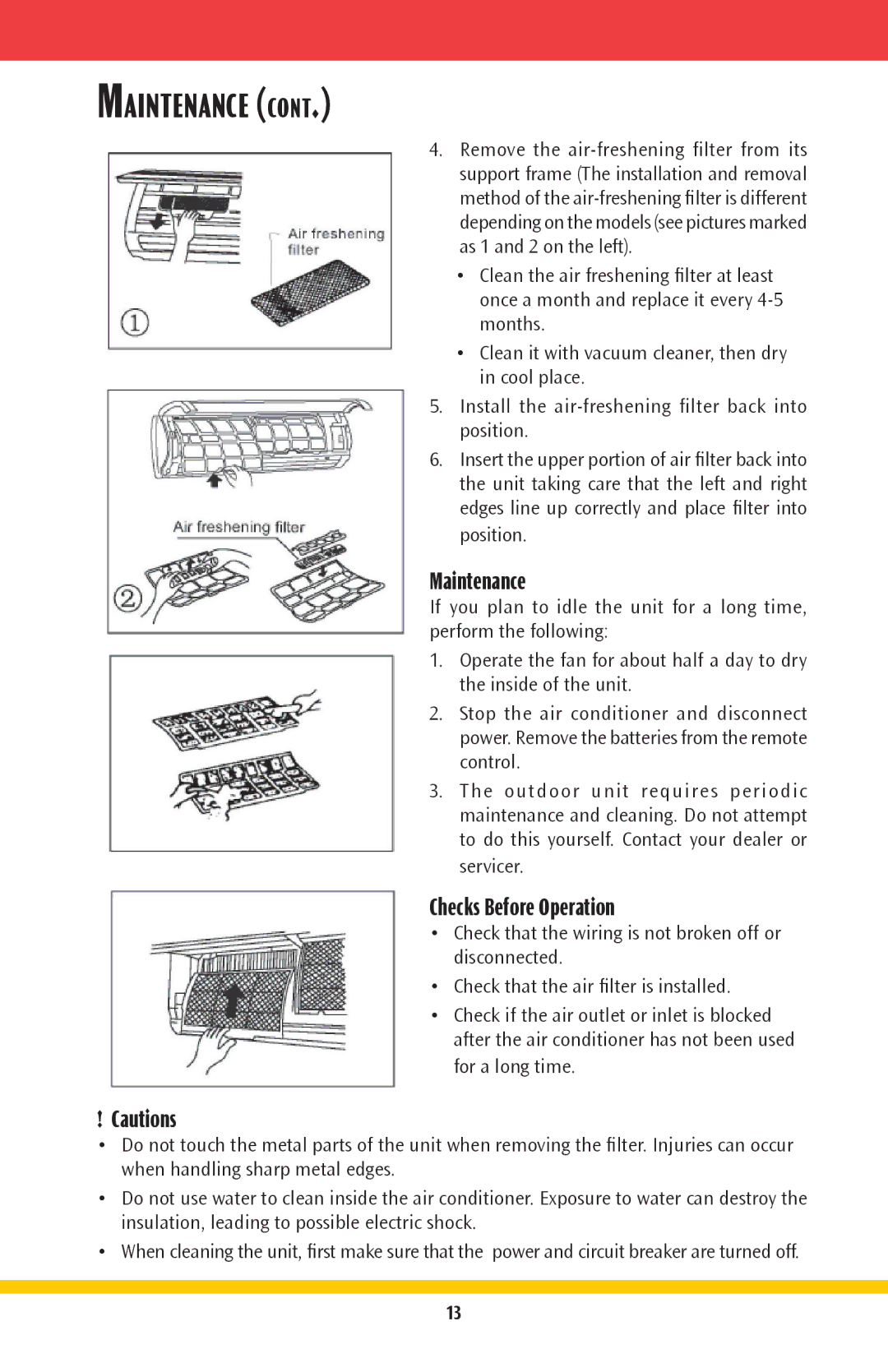 Goodmans GMSG owner manual Maintenance 