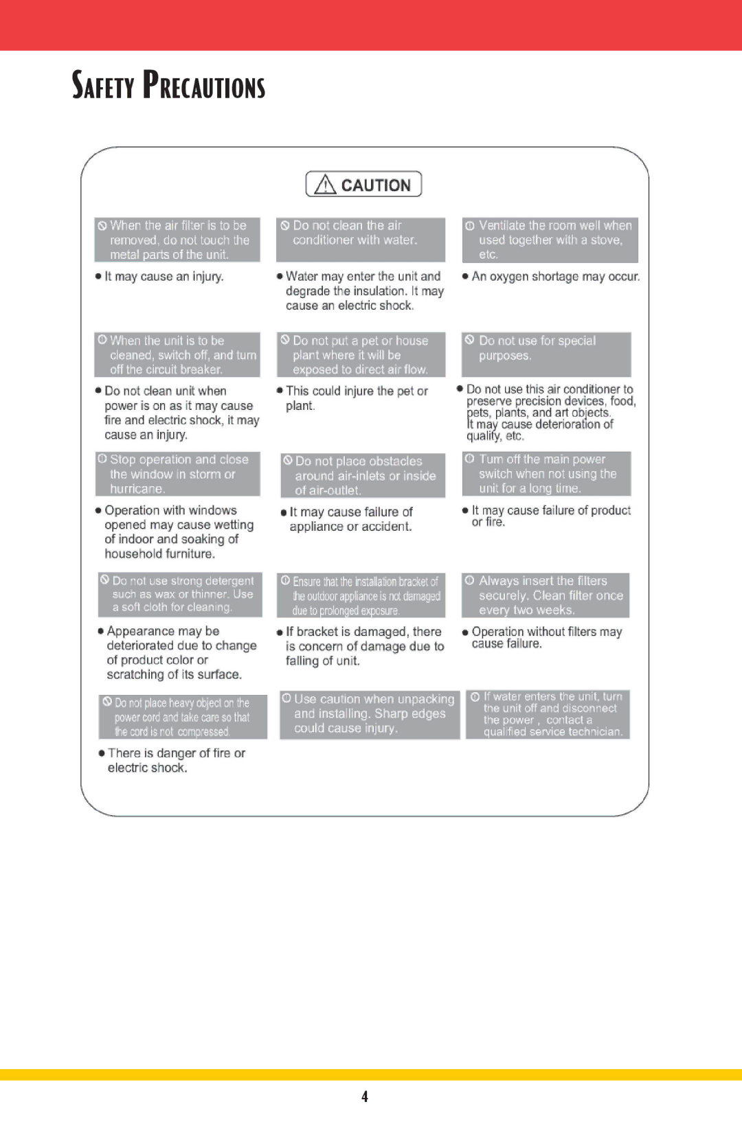 Goodmans GMSG owner manual Safety Precautions 