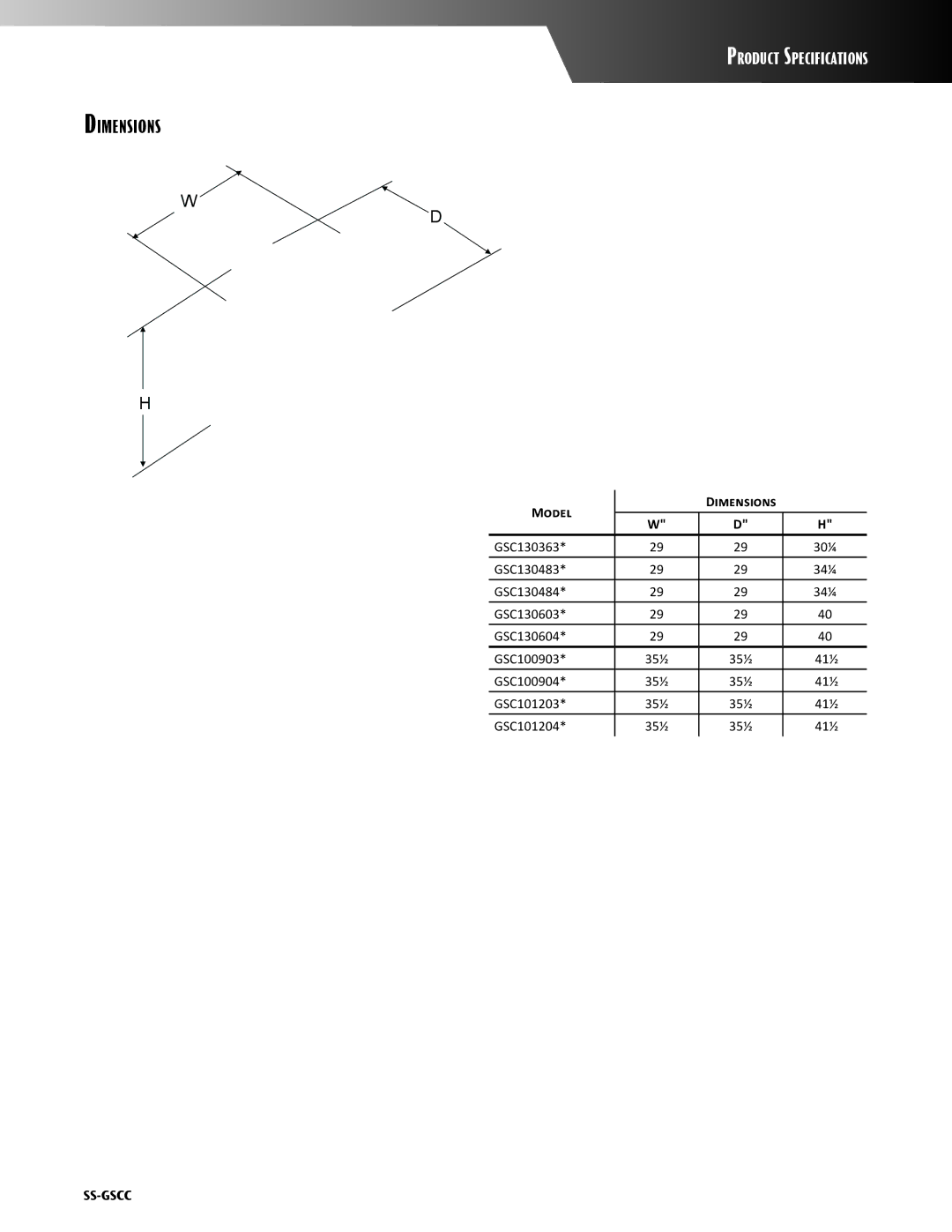 Goodmans GSC13 warranty Model Dimensions 