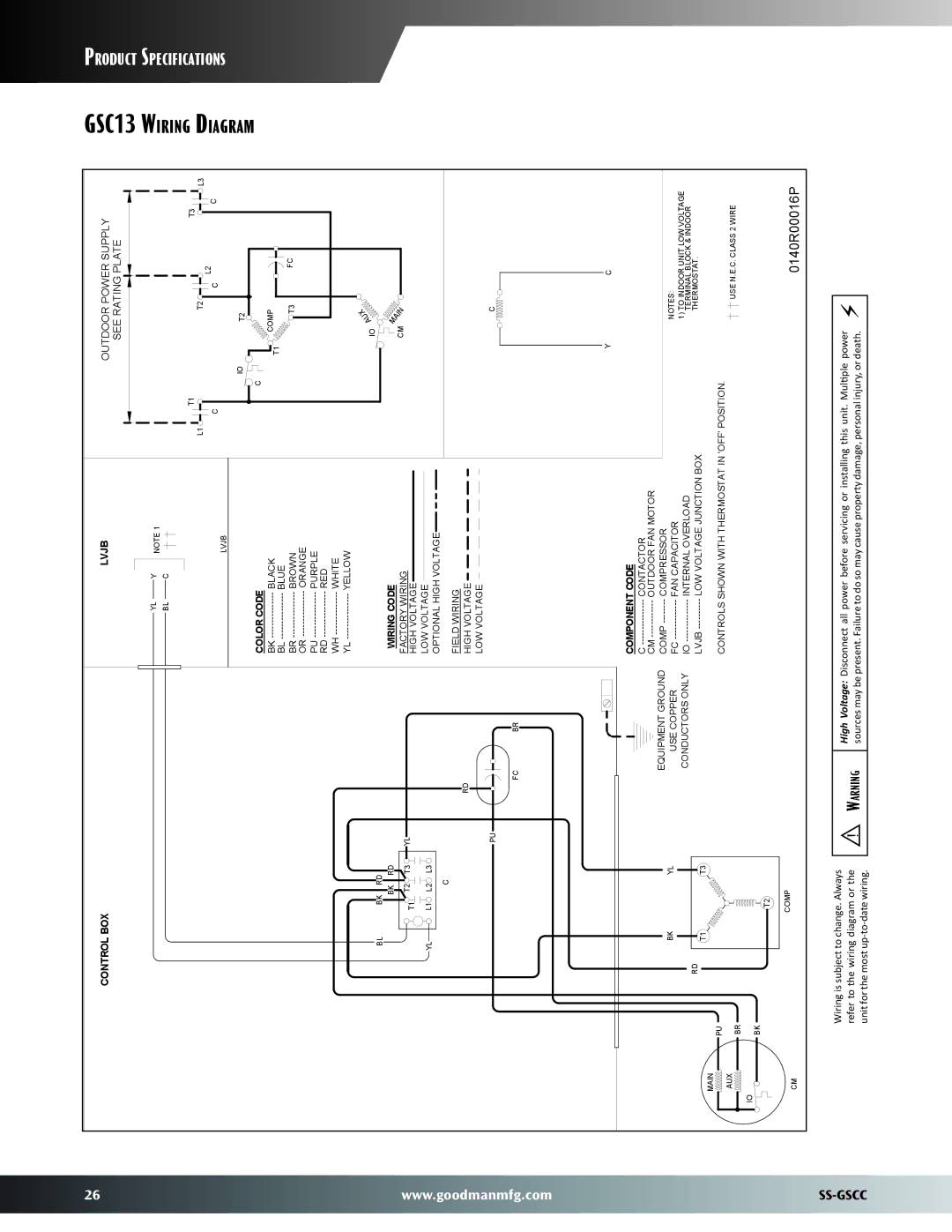 Goodmans GSC13 warranty Wiring Diagram, Lvjb 