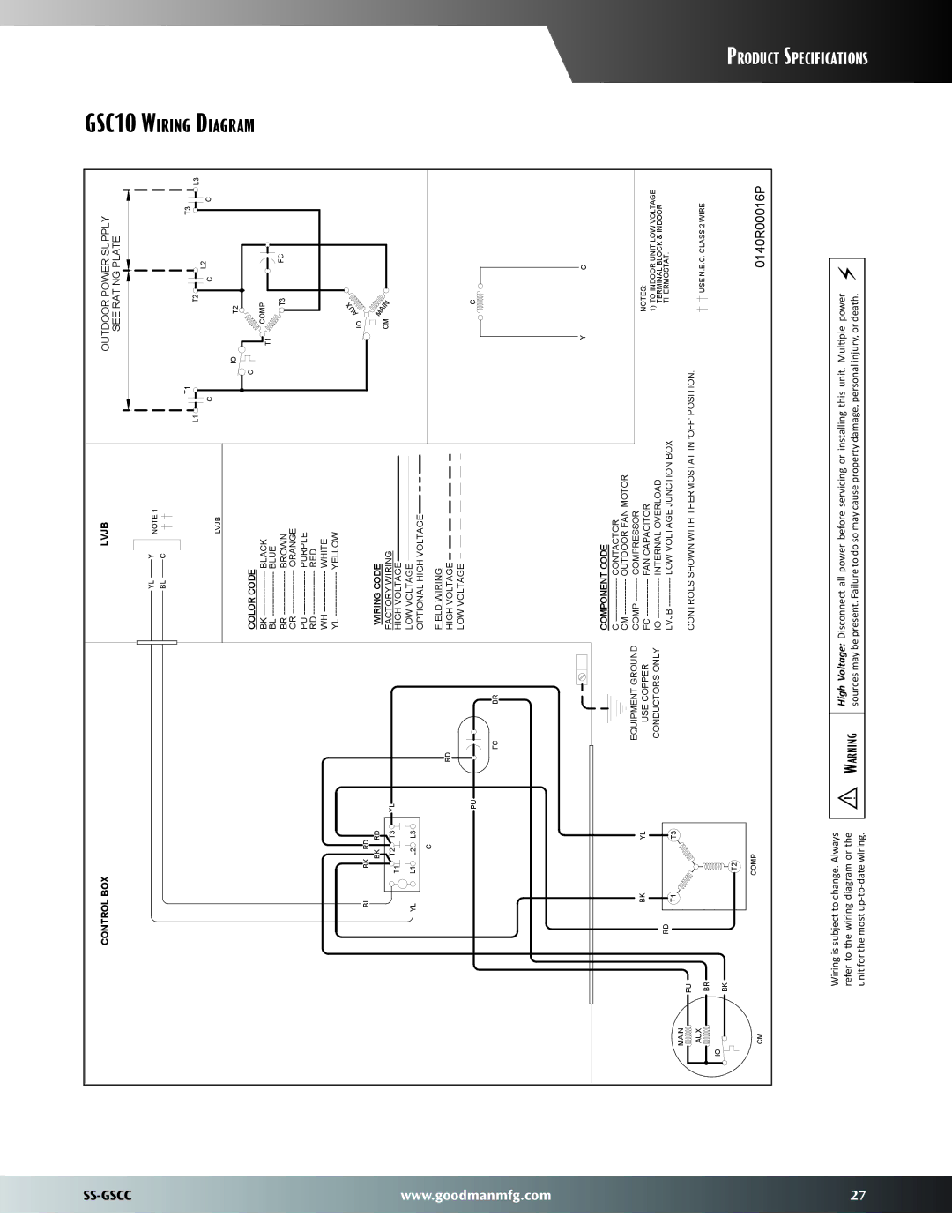 Goodmans GSC13 warranty GSC10 Wiring Diagram, Roduct S 