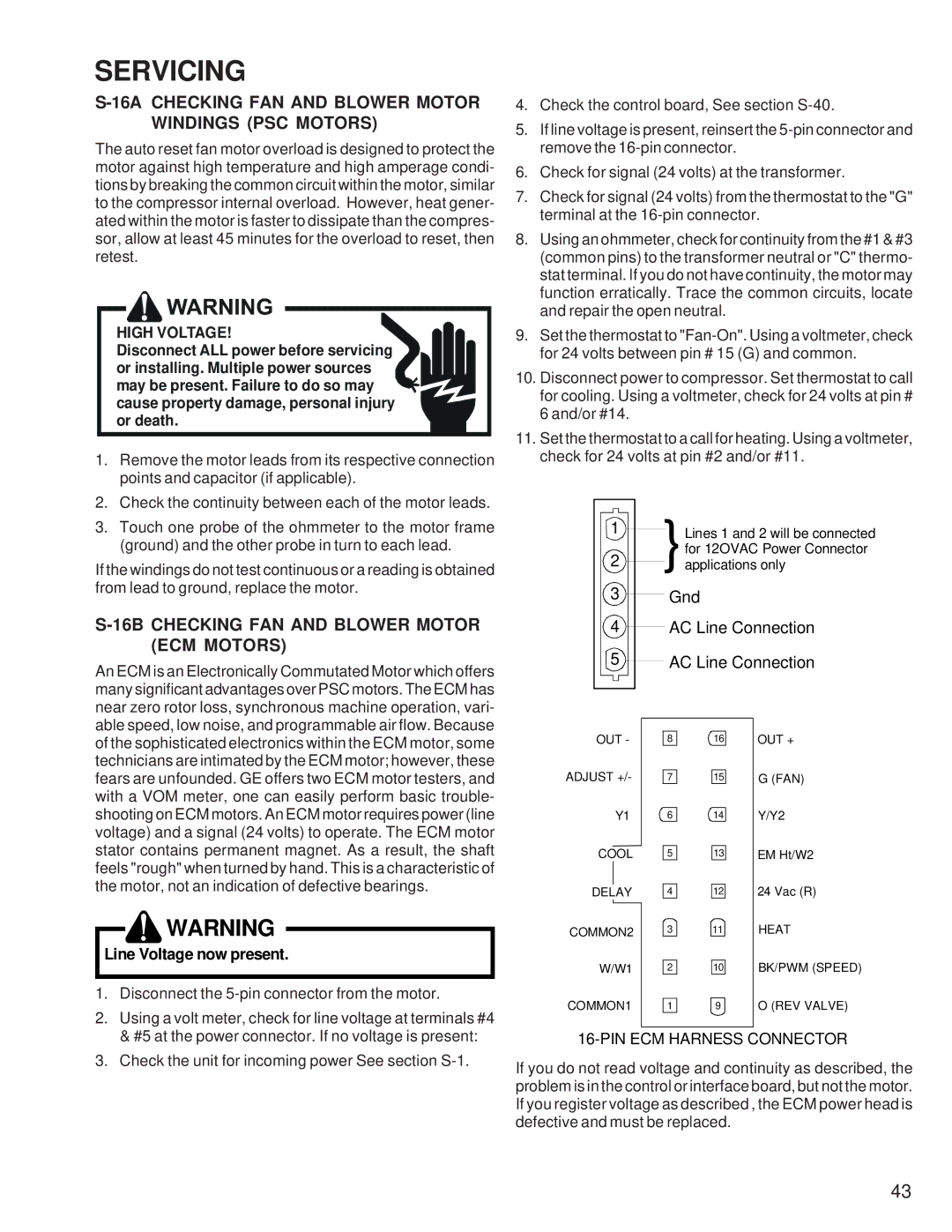 Goodmans ASX, GSZ, ASZ 16A Checking FAN and Blower Motor Windings PSC Motors, 16B Checking FAN and Blower Motor ECM Motors 