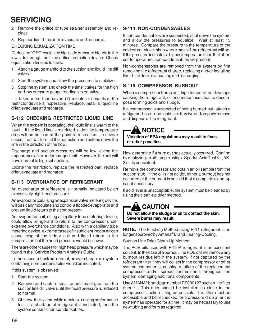 Goodmans DSZ, GSZ, ASZ, SSX Checking Restricted Liquid Line, Overcharge of Refrigerant, Non-Condensables, Compressor Burnout 