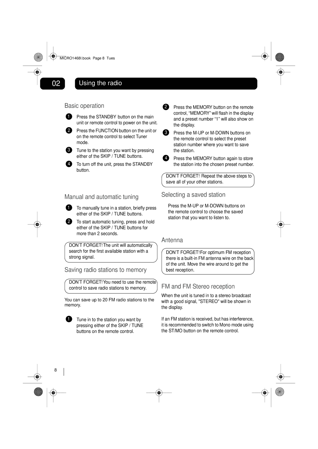 Goodmans MICRO1468I instruction manual Using the radio 