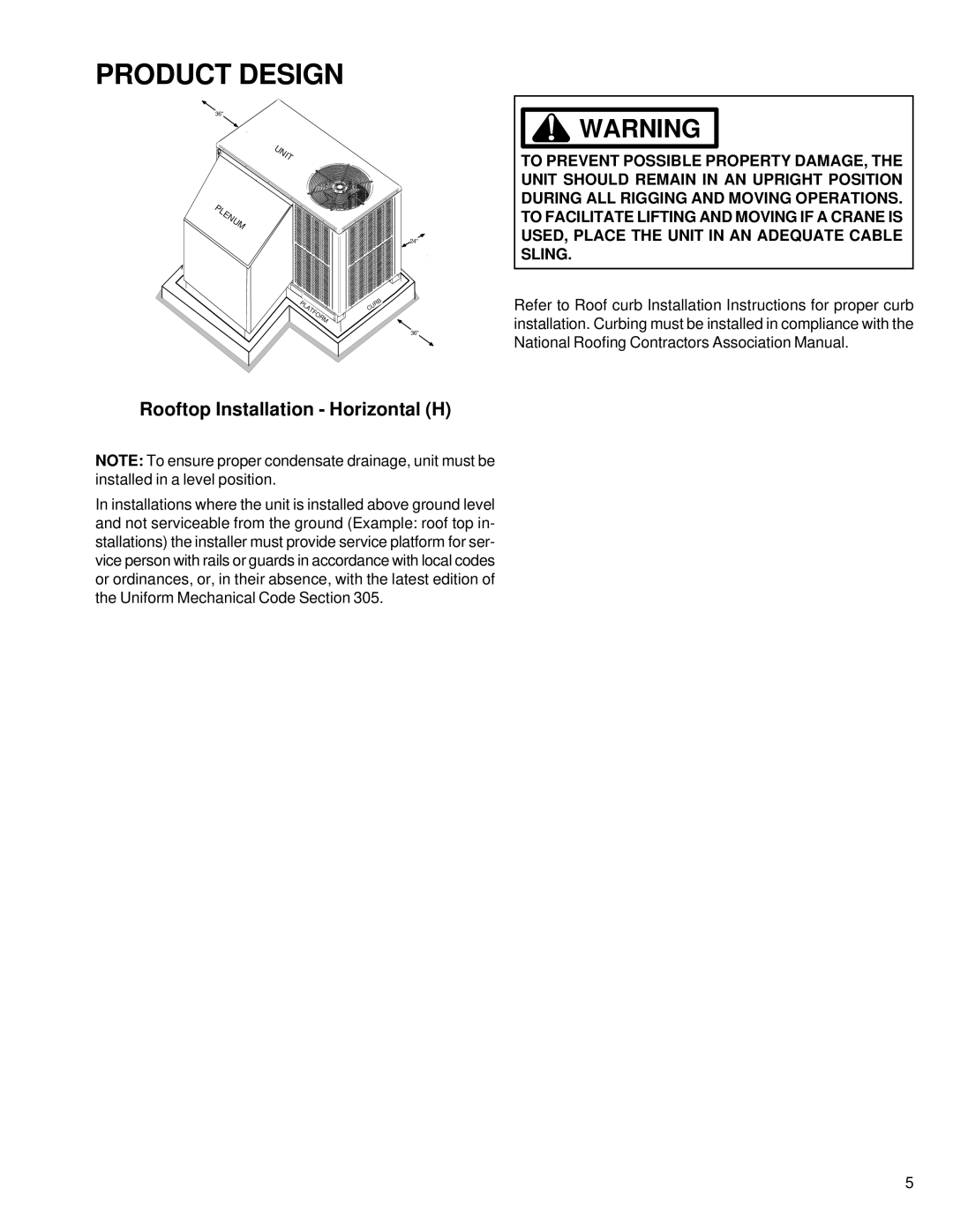 Goodmans GPH 13 H, Package Heat Pump Units service manual Rooftop Installation Horizontal H 