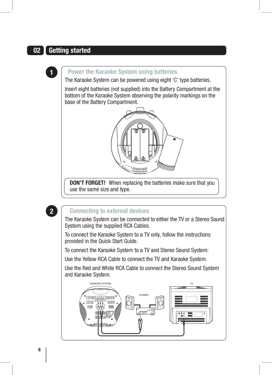 Goodmans XB6CDG manual Getting started, Connecting to external devices 