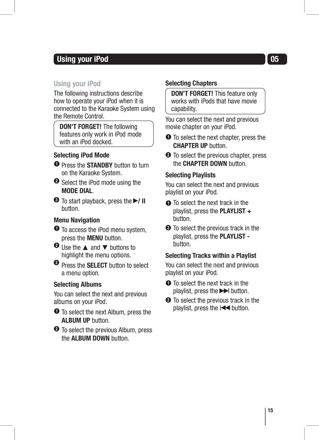 Goodmans XB7CDGIP manual Using your iPod 