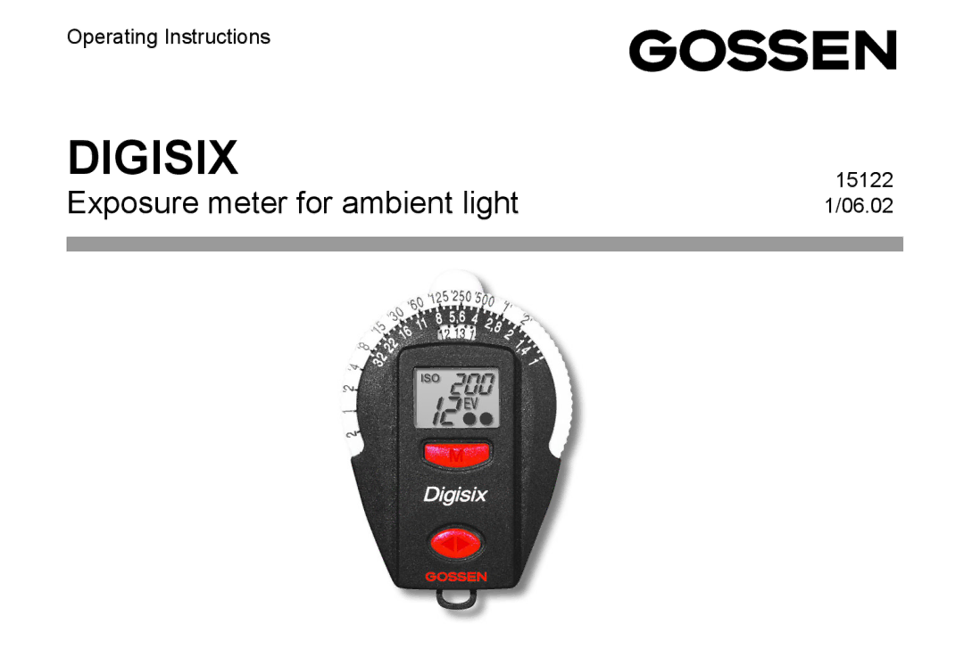 Gossen 15122 operating instructions Digisix 