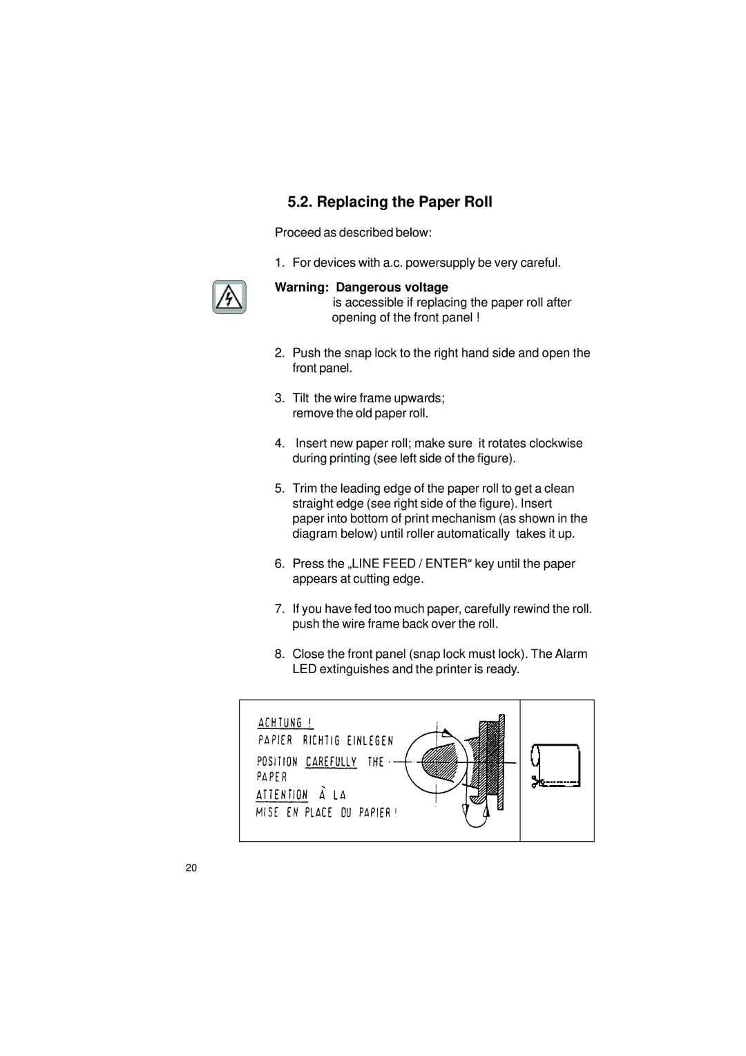 Gossen IPP 144 - 40 GE user manual Replacing the Paper Roll 