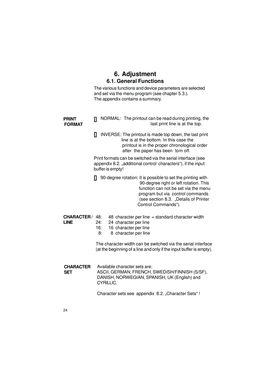 Gossen IPP 144 - 40 GE user manual Adjustment, General Functions, Cyrillic 