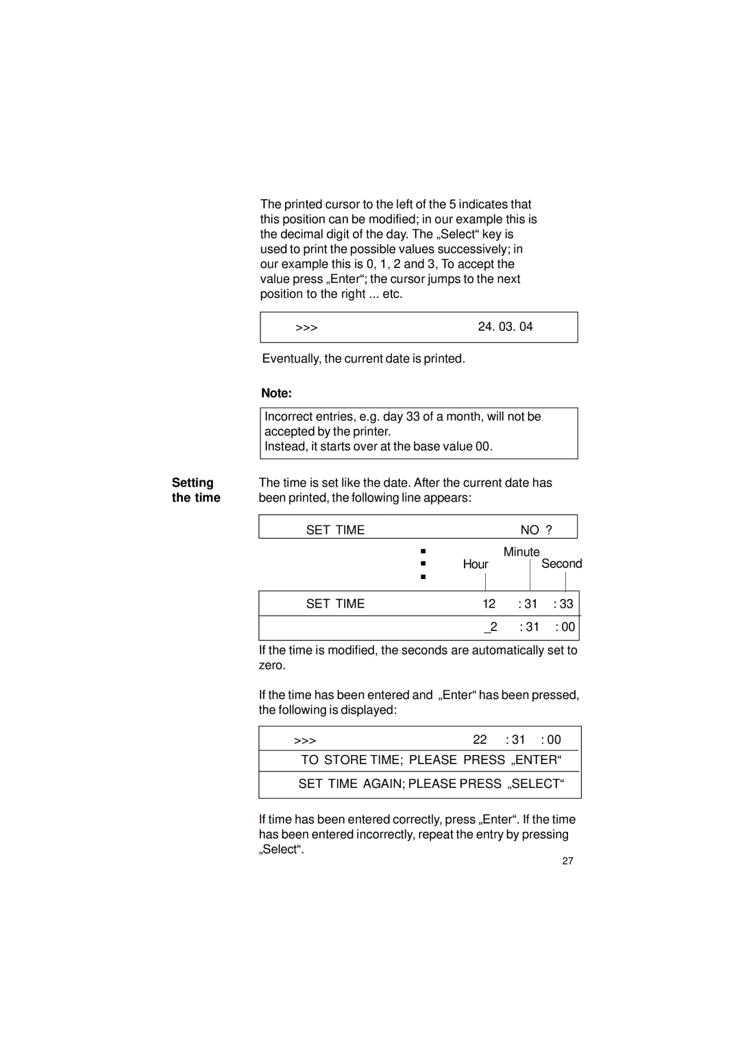 Gossen IPP 144 - 40 GE user manual Setting, SET Time 