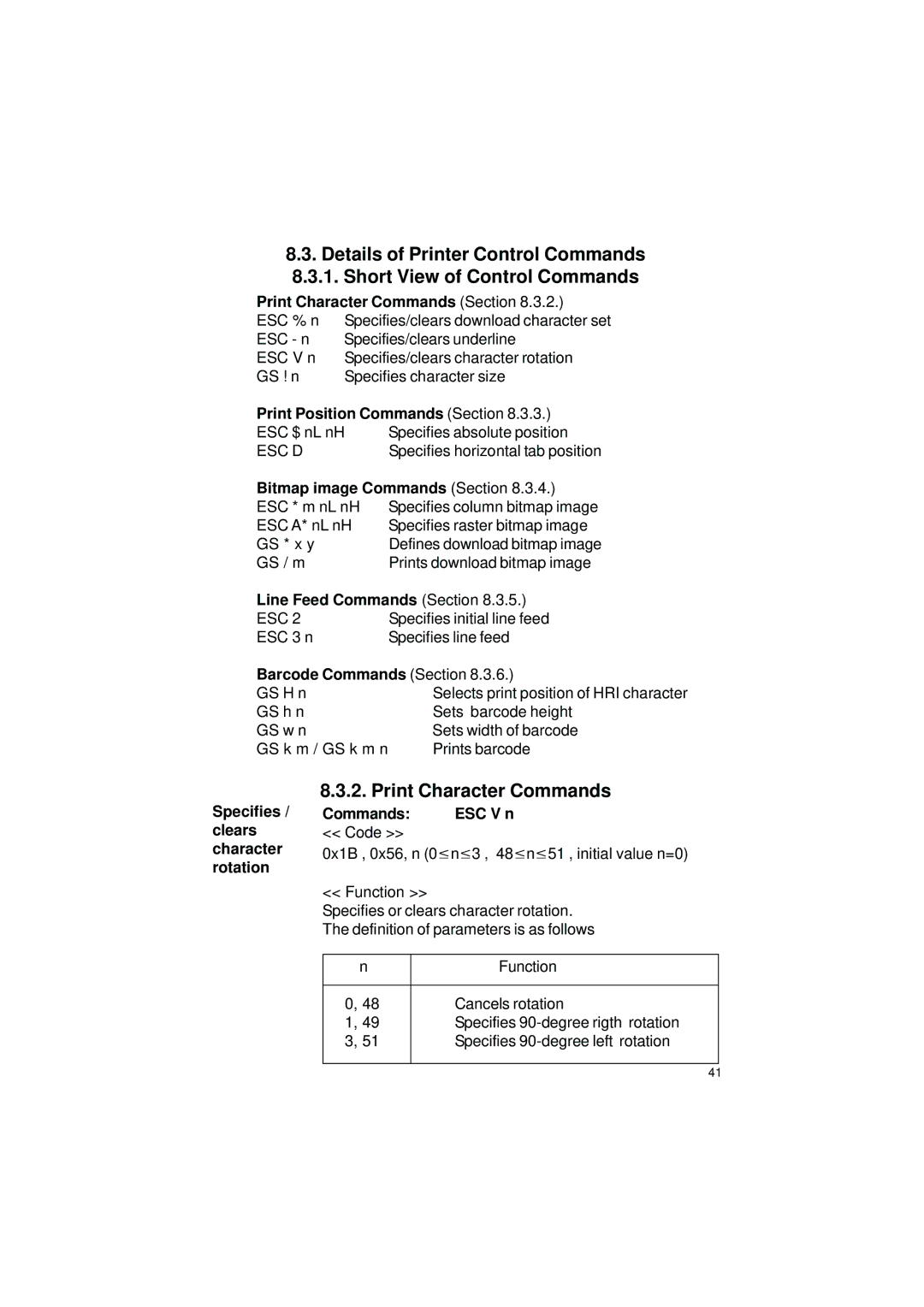 Gossen IPP 144 - 40 GE user manual Print Character Commands 