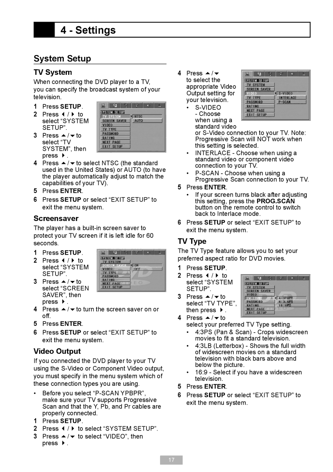 GoVideo D640 manual Settings, System Setup 