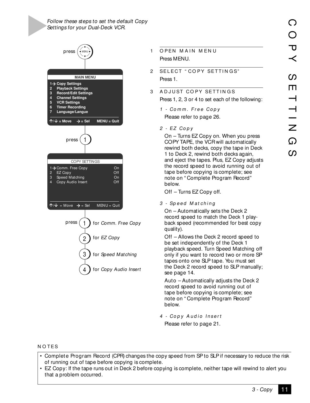 GoVideo DDV 2110 manual E T T I N G S, Press Menu 