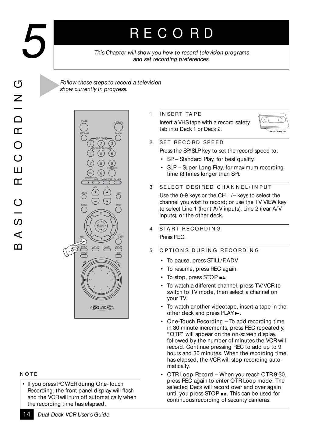 GoVideo DDV 2110 manual S I C R E C O R D 