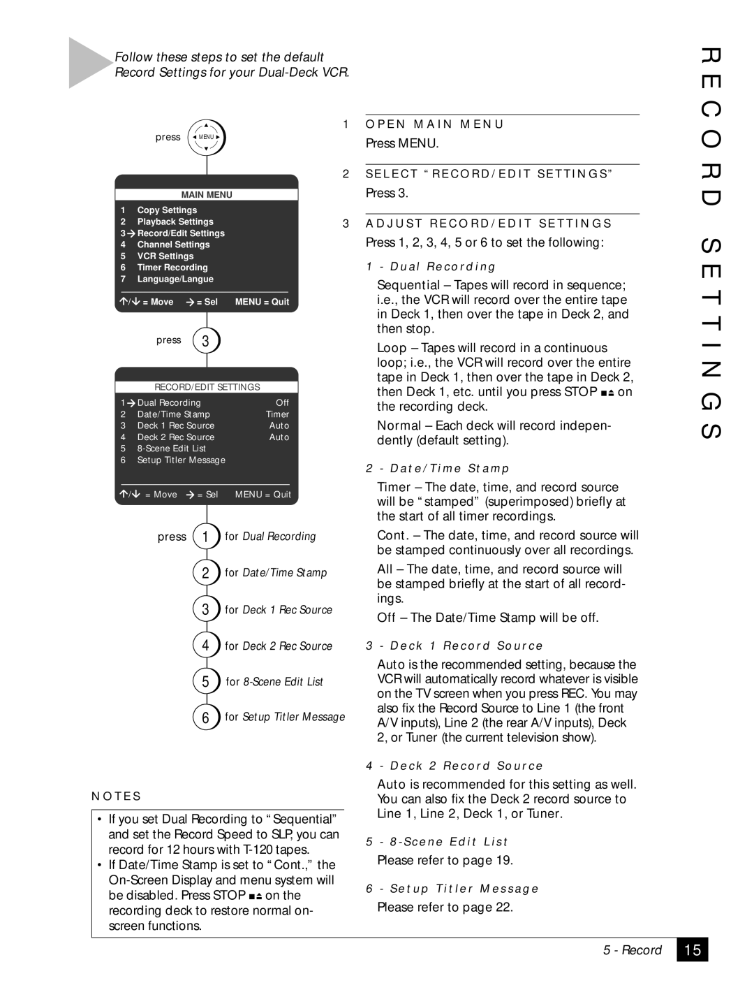 GoVideo DDV 2110 manual D S E T T I N G S, Press Menu 