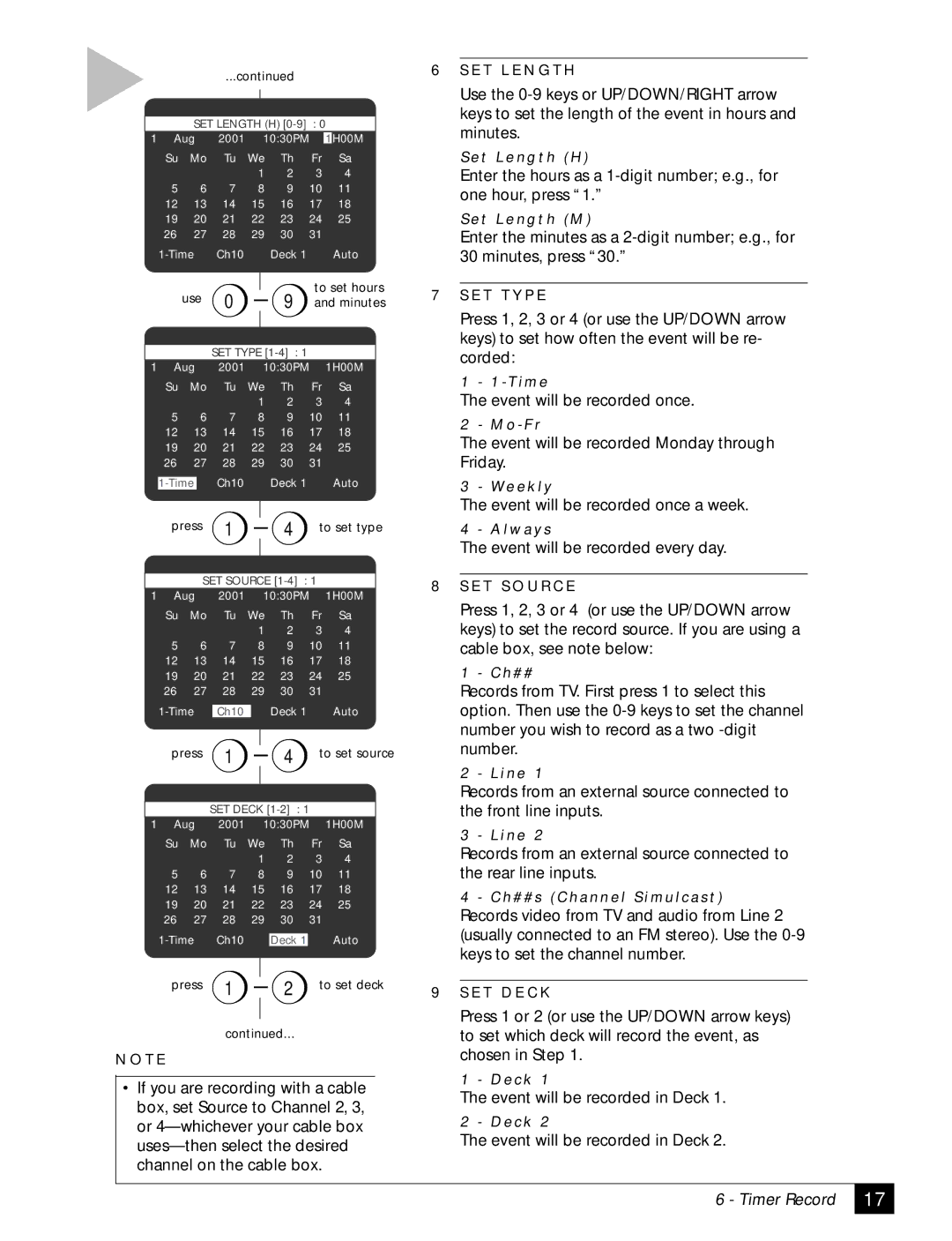 GoVideo DDV 2110 manual Timer Record 