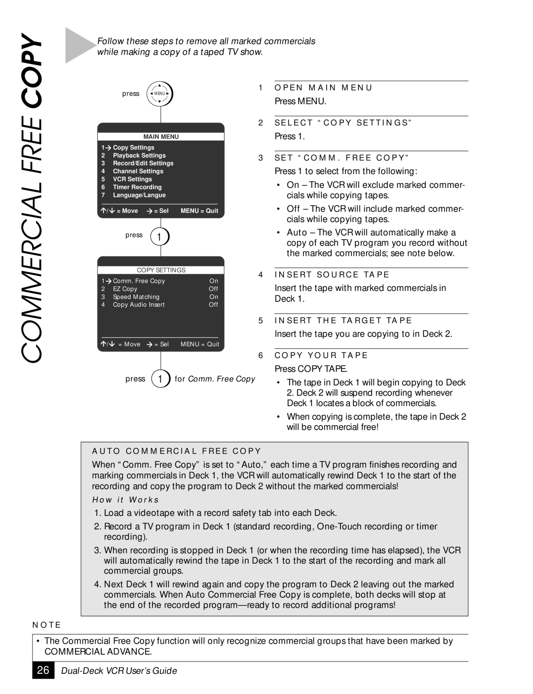 GoVideo DDV 2110 manual Commercial Advance 