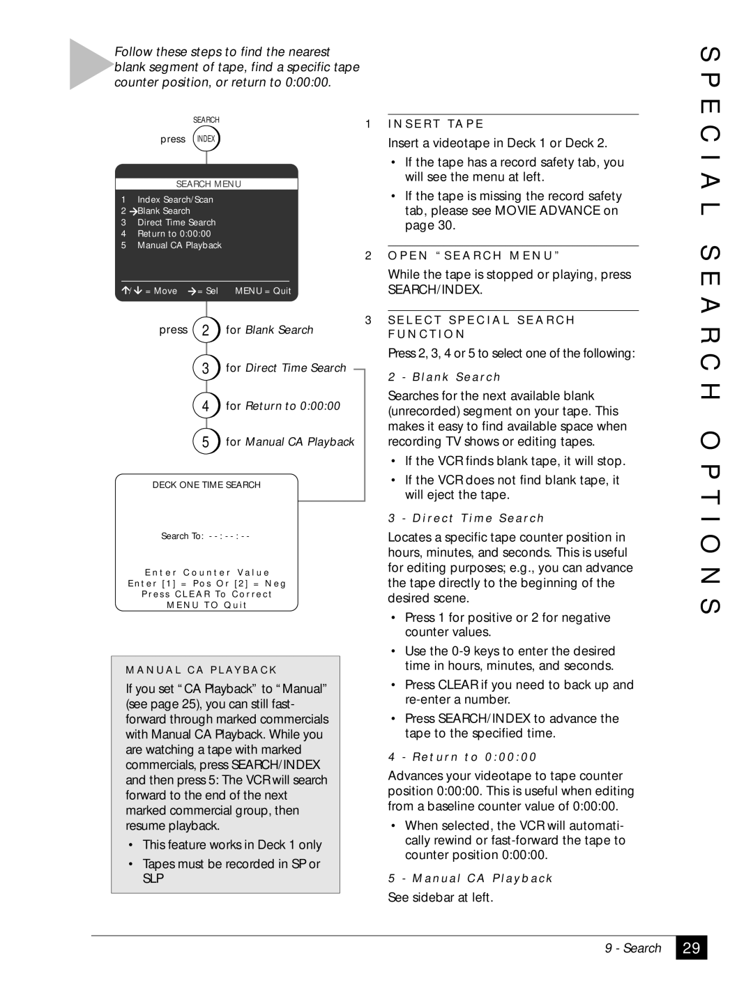 GoVideo DDV 2110 manual E C I a L S E a R C H O P T I O N S, Press Index 