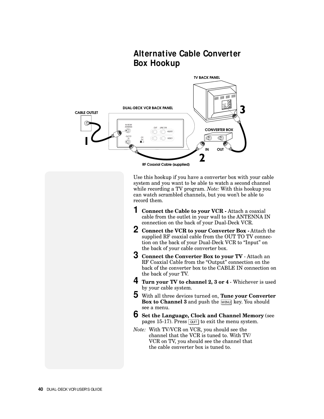 GoVideo DDV 9300 manual Alternative Cable Converter Box Hookup 