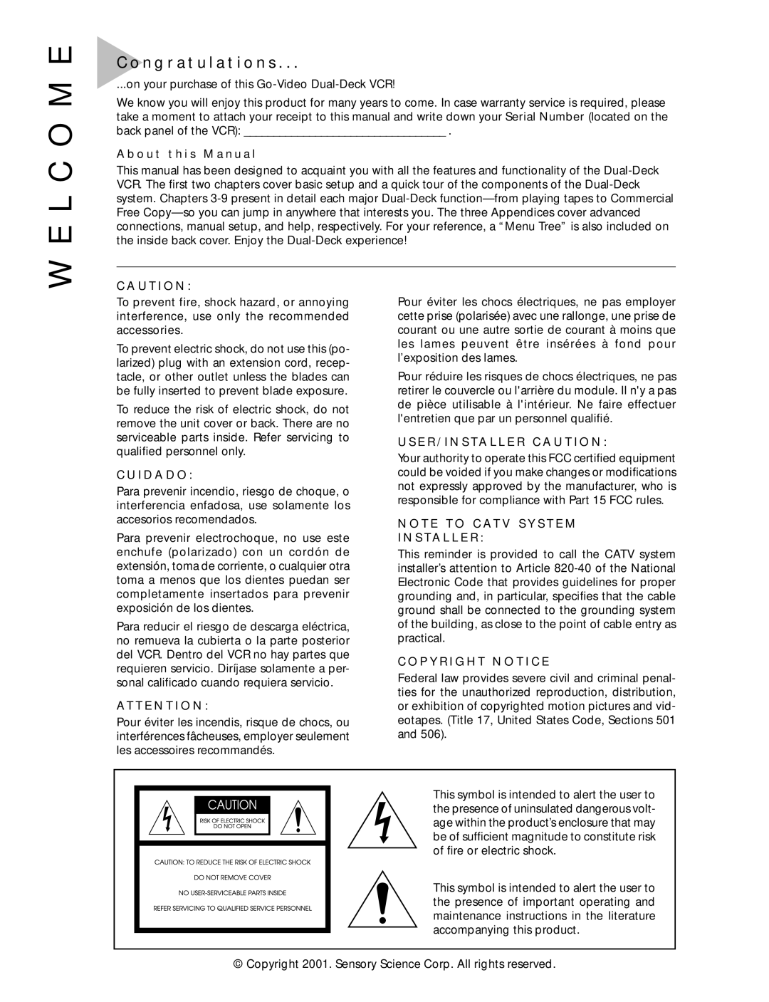 GoVideo DDV2001 manual L C O M E 