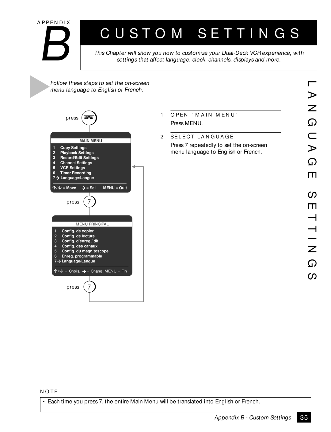 GoVideo DDV2001 manual S T O M S E T T I N G S, N G U a G E S E T T I N G S 