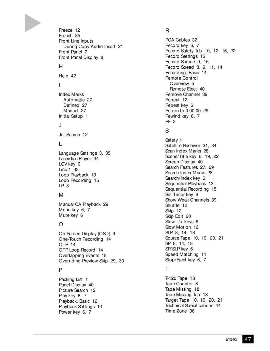 GoVideo DDV2001 manual Index 