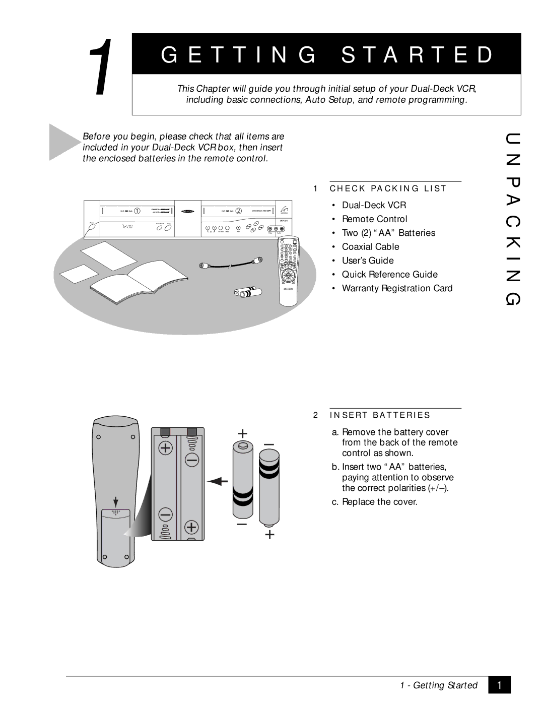 GoVideo DDV2001 manual T T I N G S T a R T E D, P a C K I N G 