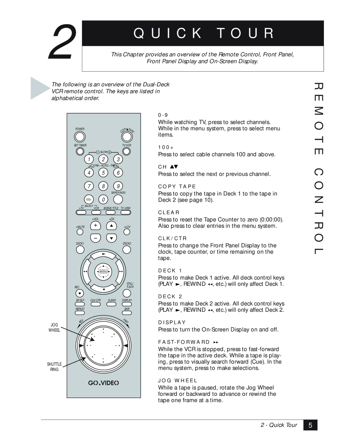 GoVideo DDV3110 manual I C K T O U R, E C O N T R O L 