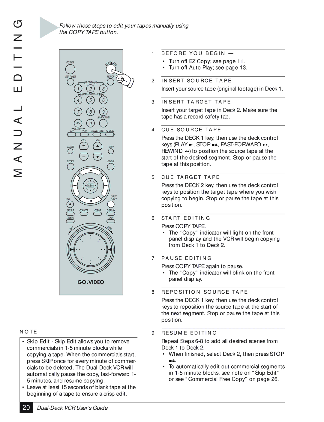 GoVideo DDV3110 manual N U a L E D I T 