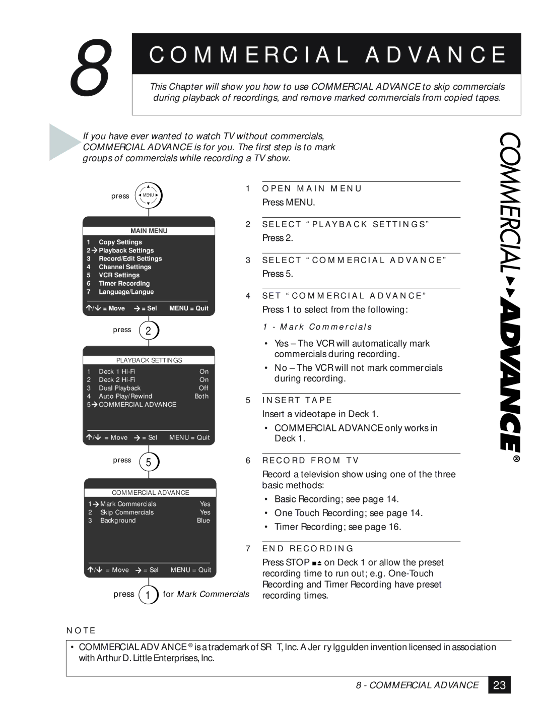 GoVideo DDV3110 manual M M E R C I a L a D V a N C E, Press 