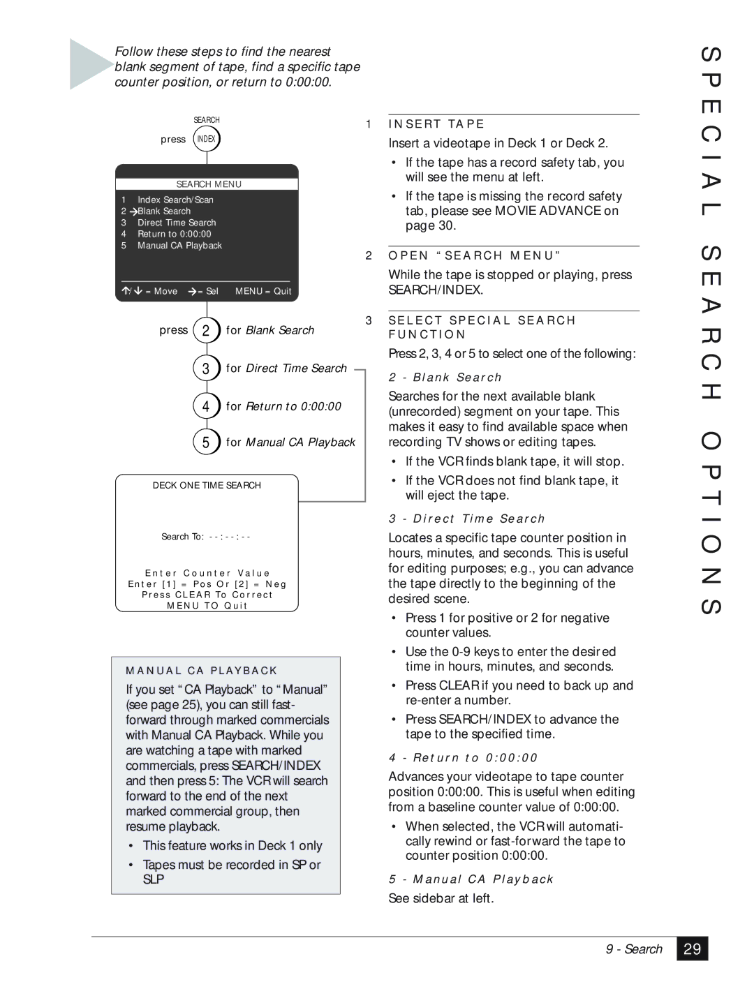 GoVideo DDV3110 manual E C I a L S E a R C H O P T I O N S, Press Index 