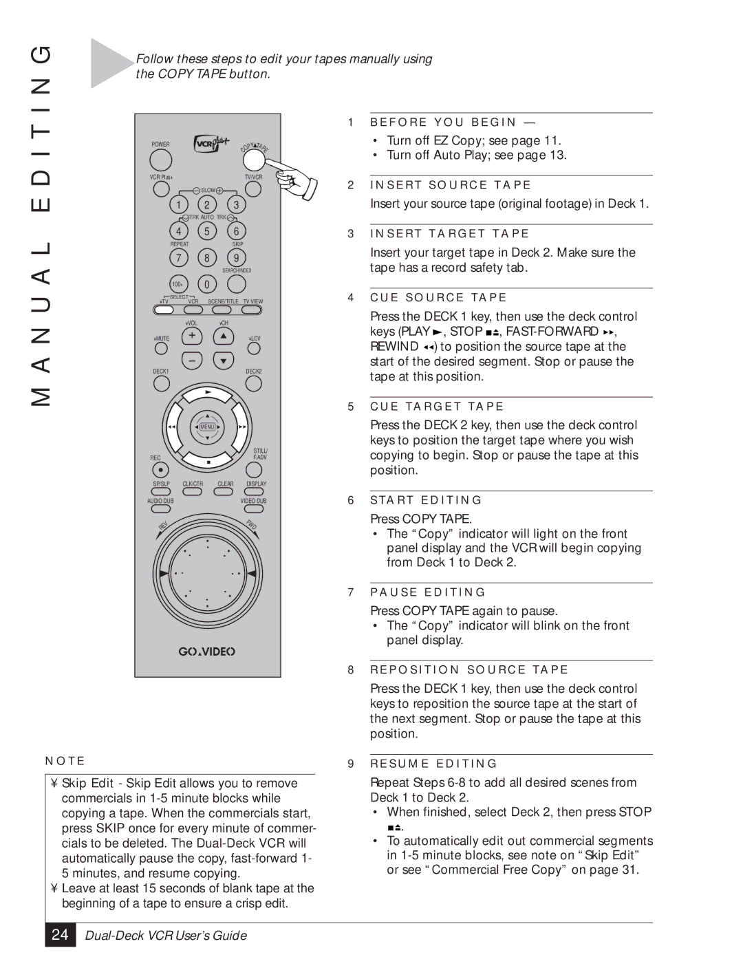 GoVideo DDV3120 manual N U a L E D I T 