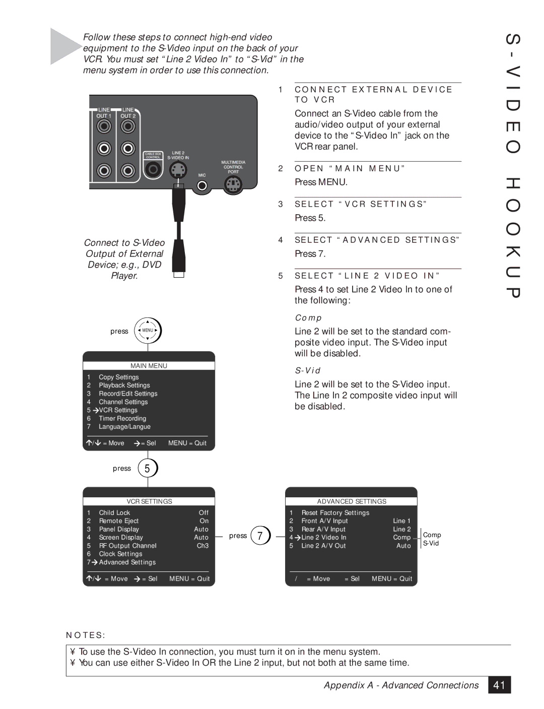 GoVideo DDV3120 manual E O H O O K U P, Advanced Settings 