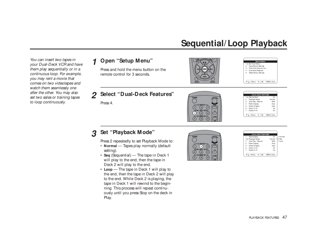 GoVideo DDV9475 manual Sequential/Loop Playback, Set Playback Mode 