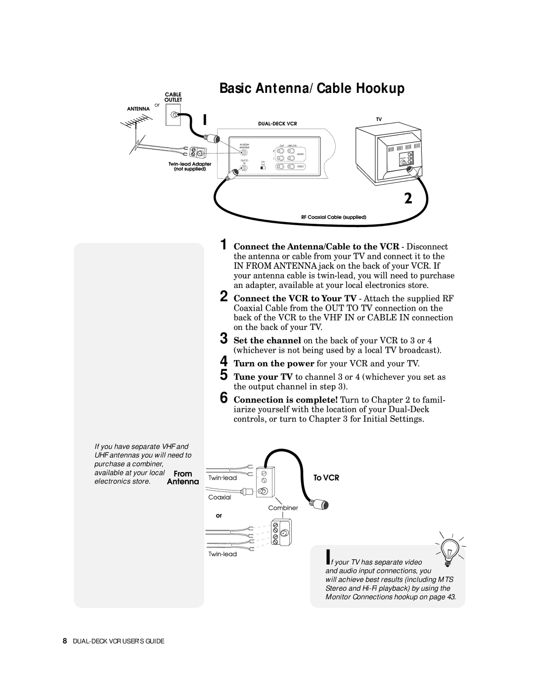 GoVideo DDV9500 manual Basic Antenna/Cable Hookup 