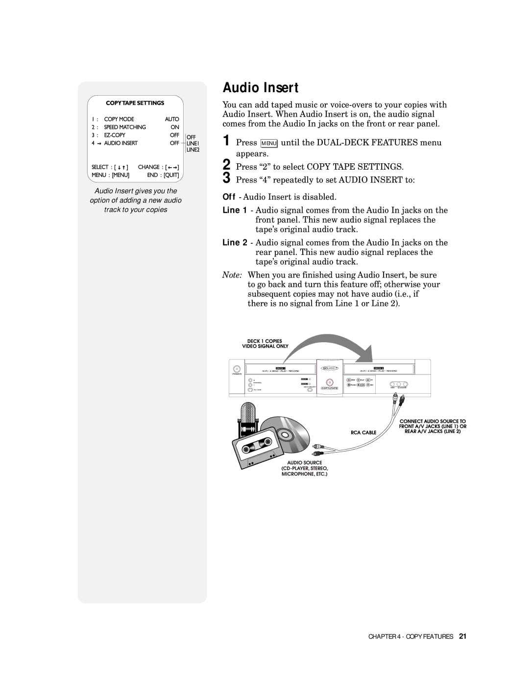 GoVideo DDV9500 manual Audio Insert 