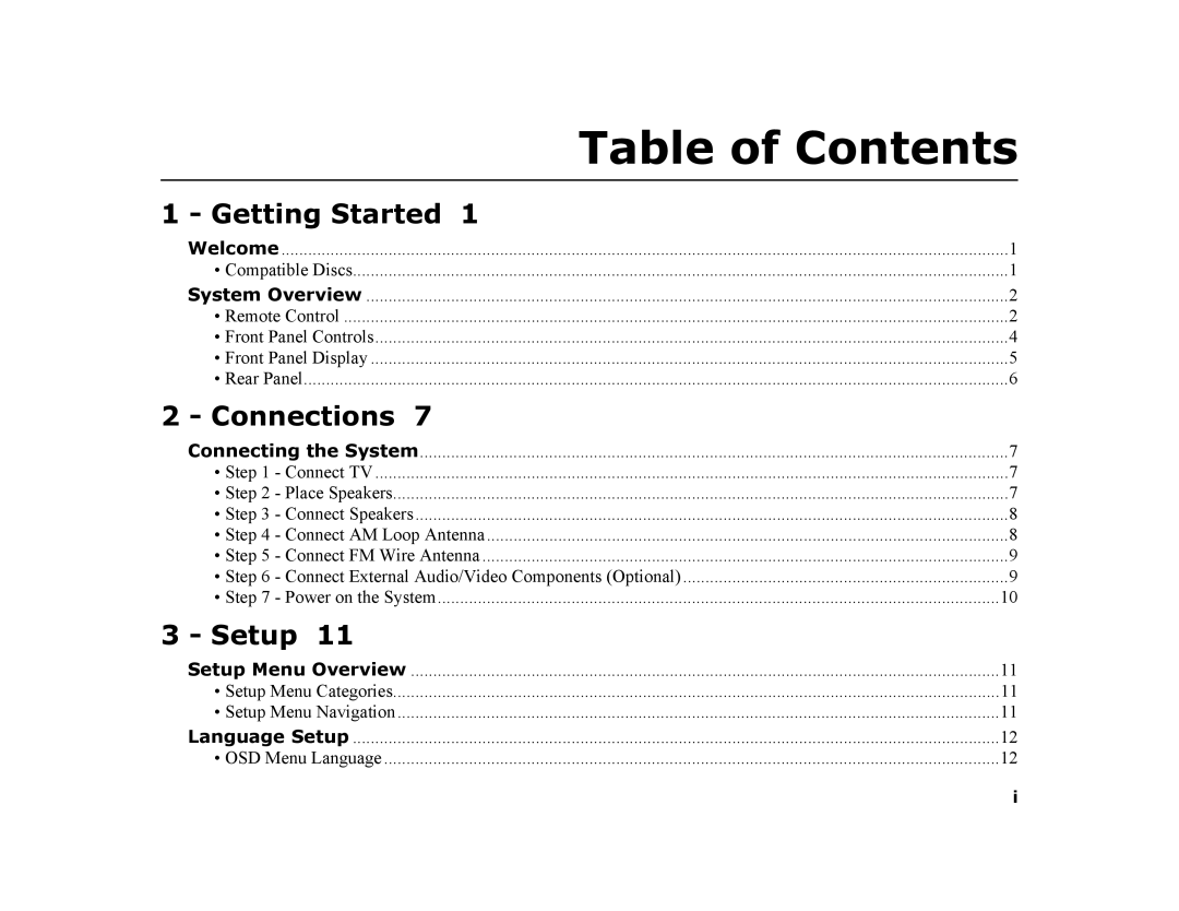 GoVideo DHT7000 manual Table of Contents 