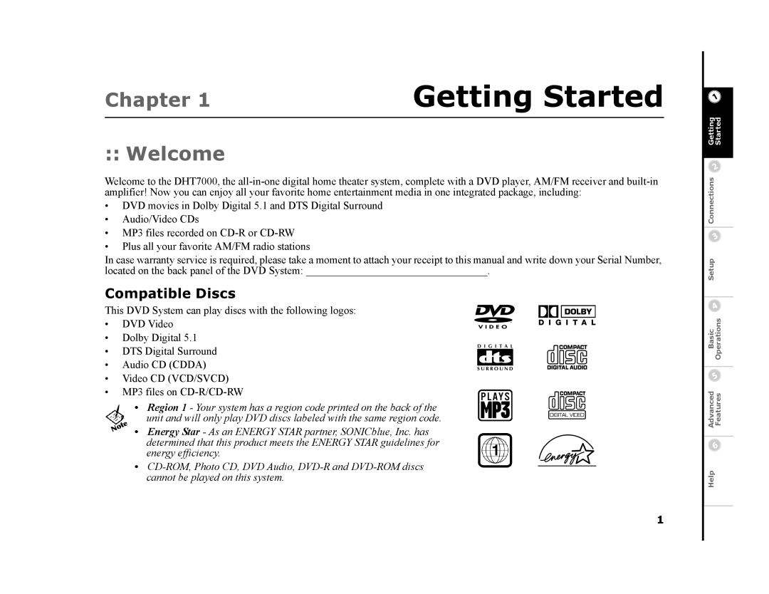 GoVideo DHT7000 manual Chapter, Welcome, Compatible Discs 