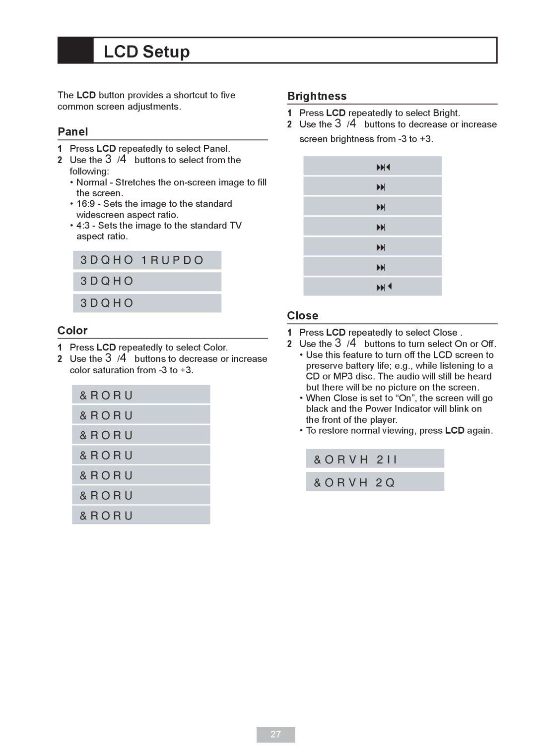 GoVideo DP 5050 manual LCD Setup 