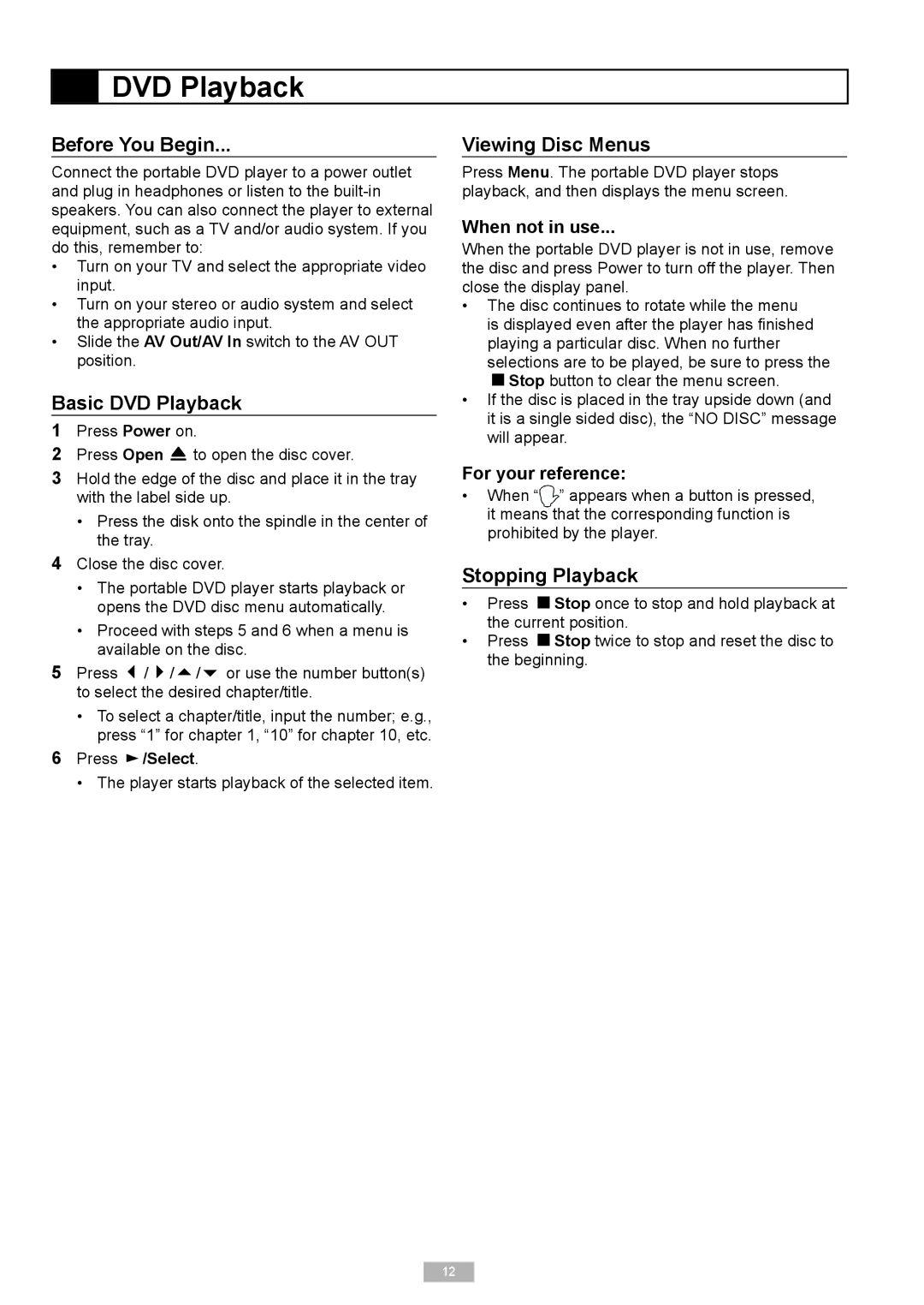 GoVideo DP6240 manual Before You Begin, Basic DVD Playback, Viewing Disc Menus, Stopping Playback 