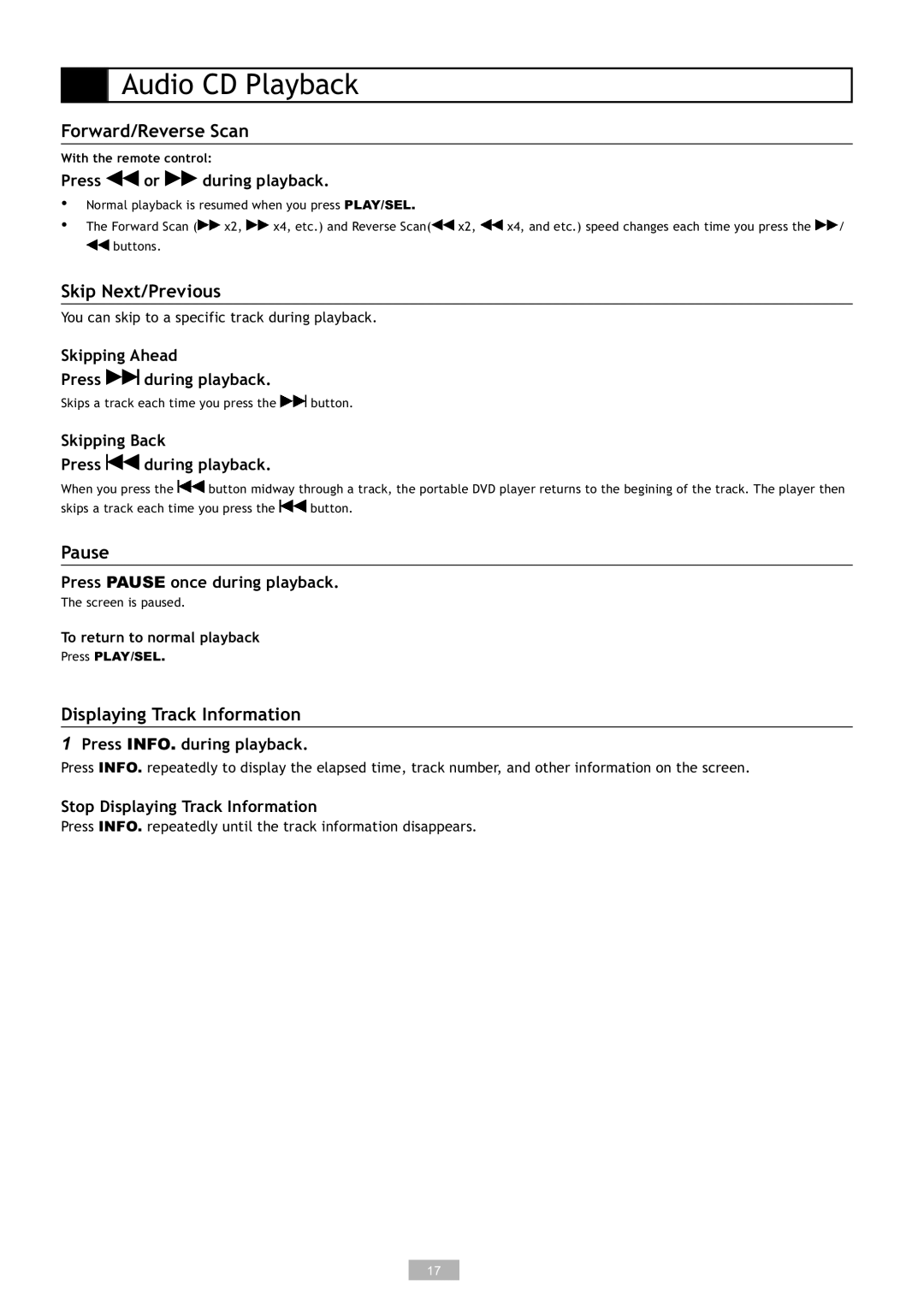 GoVideo DP5030, DP7030 manual Stop Displaying Track Information 