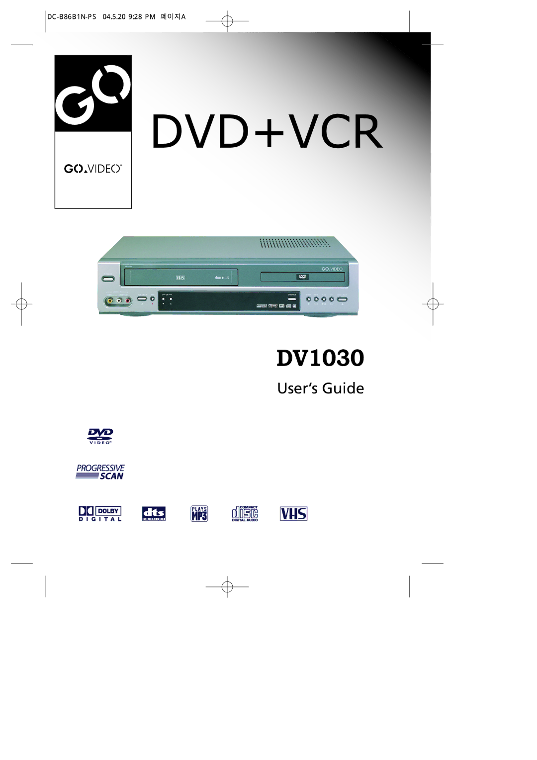 GoVideo DV1030 manual DC-B86B1N-PS 04.5.20 928 PM 페이지A 