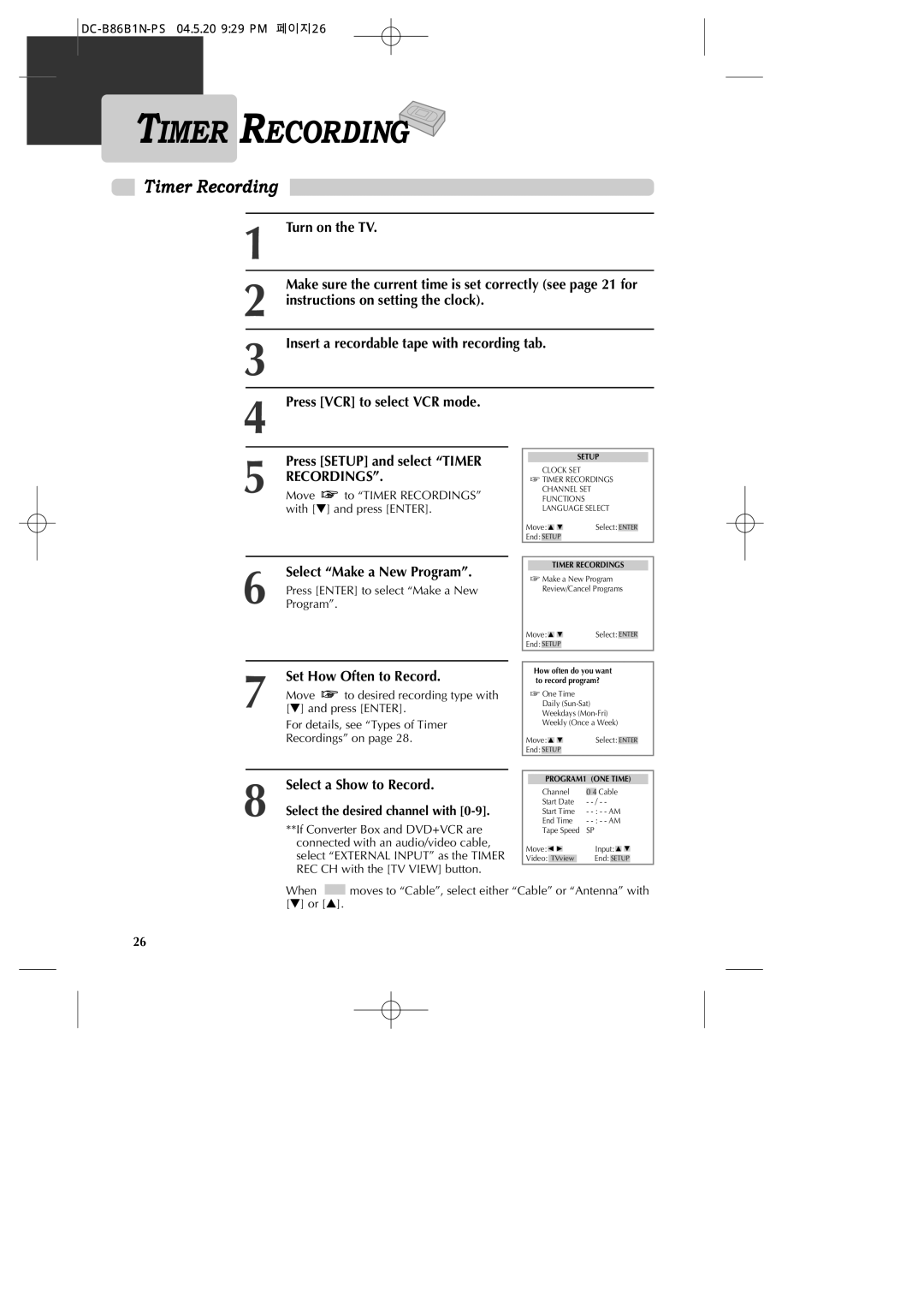 GoVideo DV1030 manual Timer Recording 