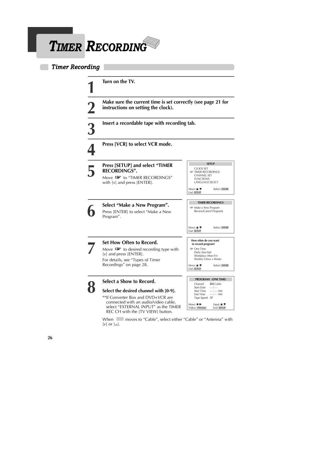 GoVideo DV1040 manual Timer Recording 