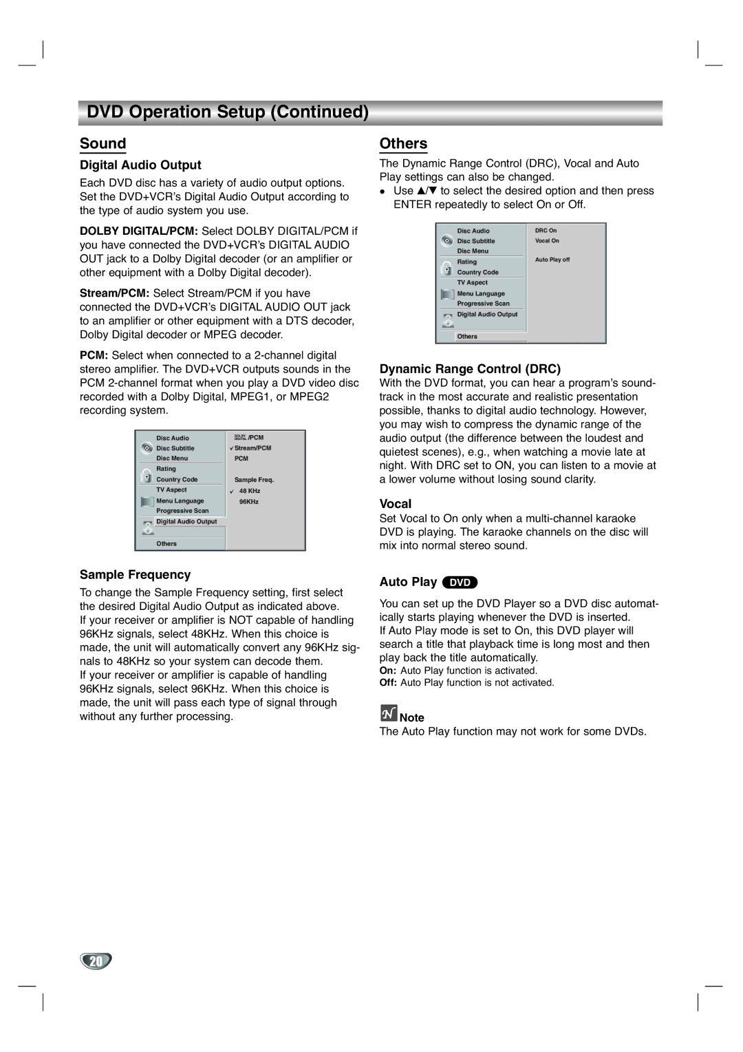 GoVideo DV1130Q manual DVD Operation Setup, Sound, Others 