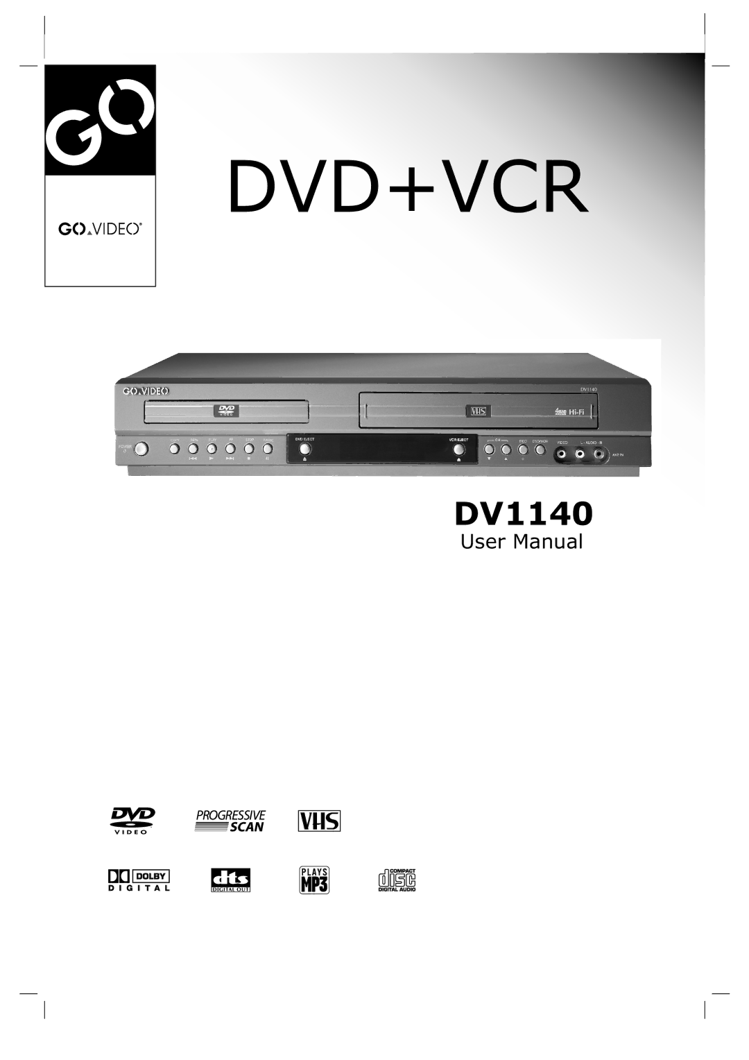 GoVideo DV1140 user manual Dvd+Vcr 