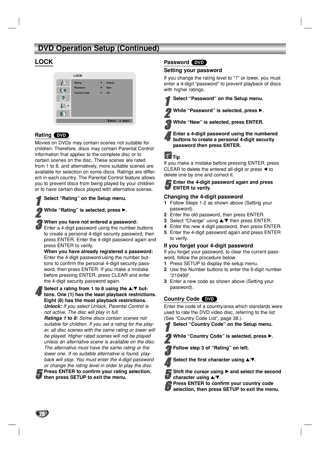 GoVideo DV1140 user manual Lock 